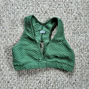 BOOTY BY BRABANTS Croco Skin Deep-V Evergreen Sports Bra Top